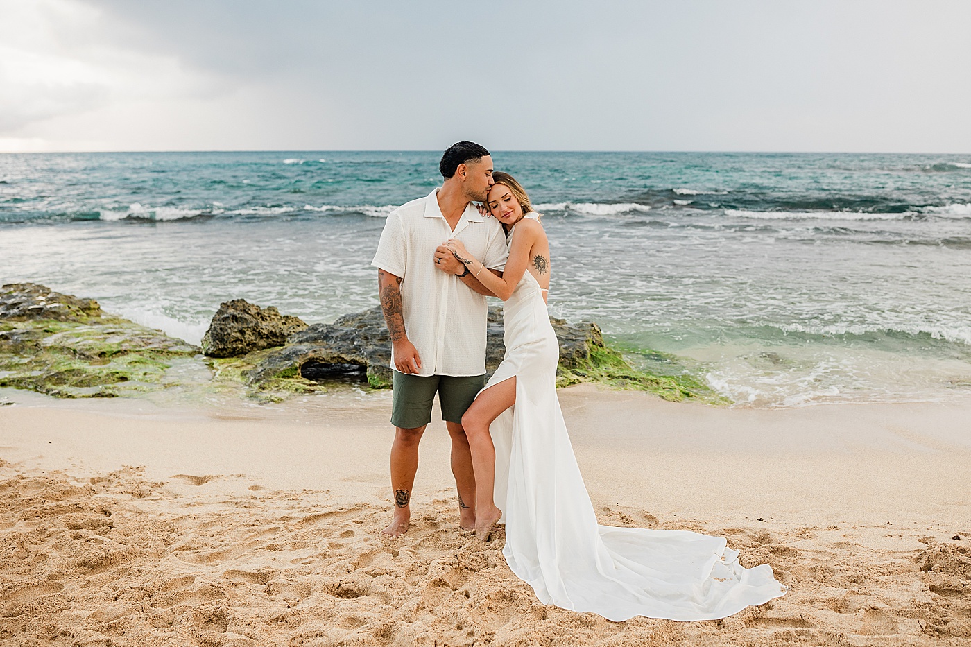 North Shore Oahu Elopement ceremony at the beach.