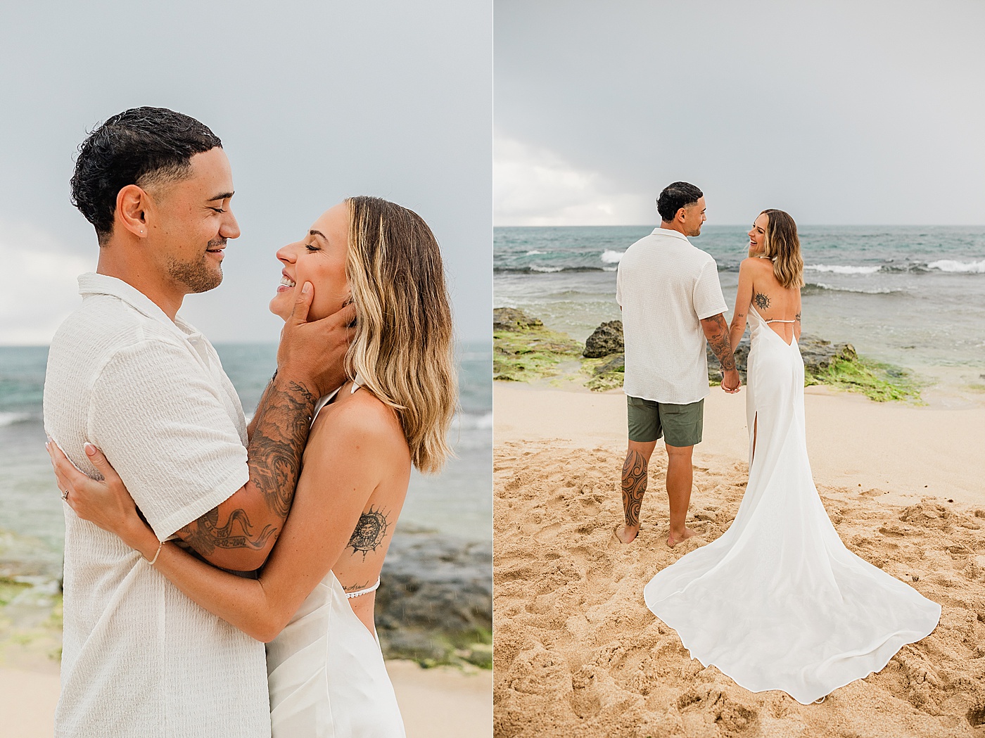 North Shore Oahu Elopement ceremony at the beach.