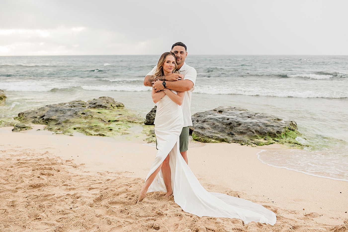 North Shore Oahu Elopement ceremony at the beach.