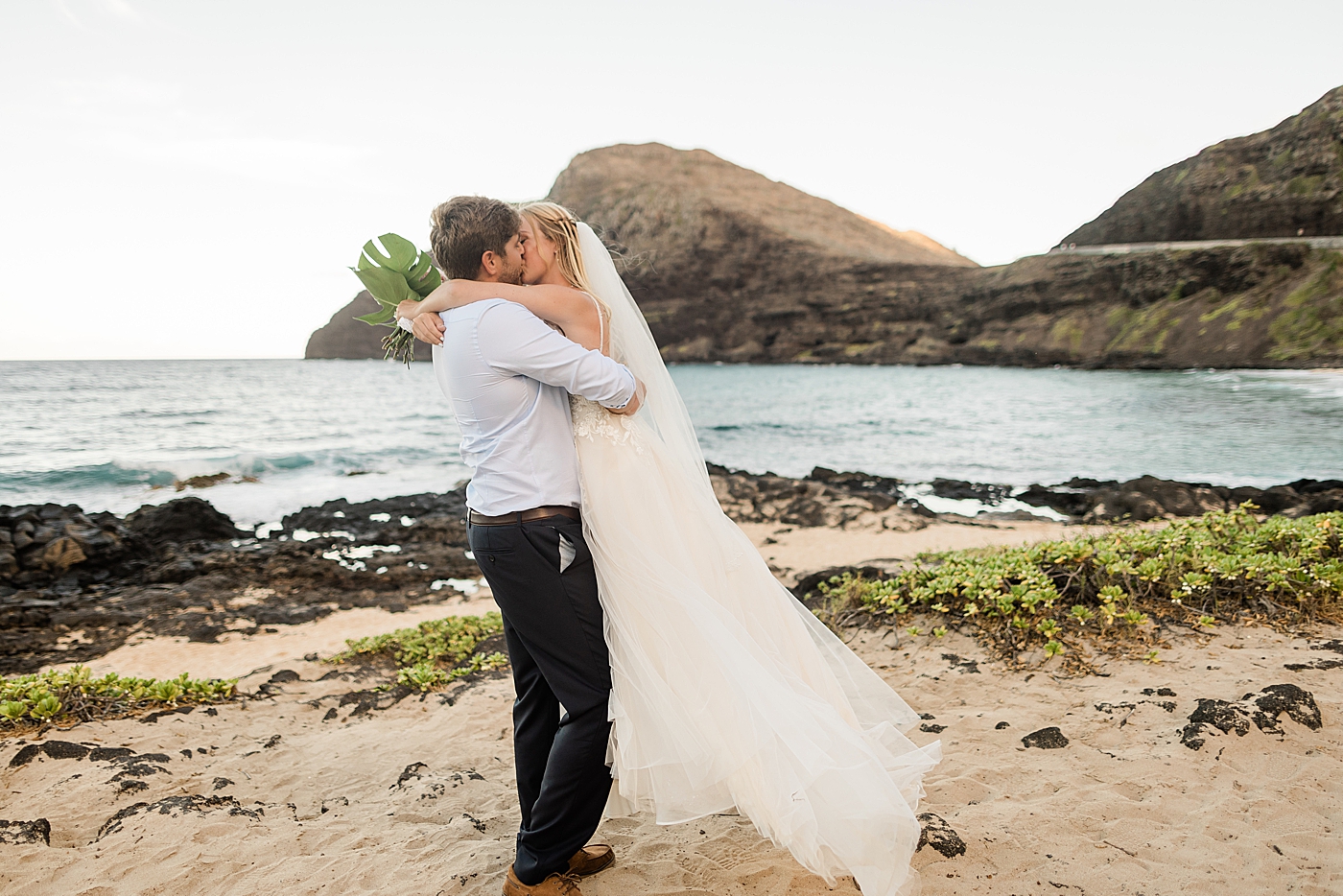 Private beach elopement near Honolulu