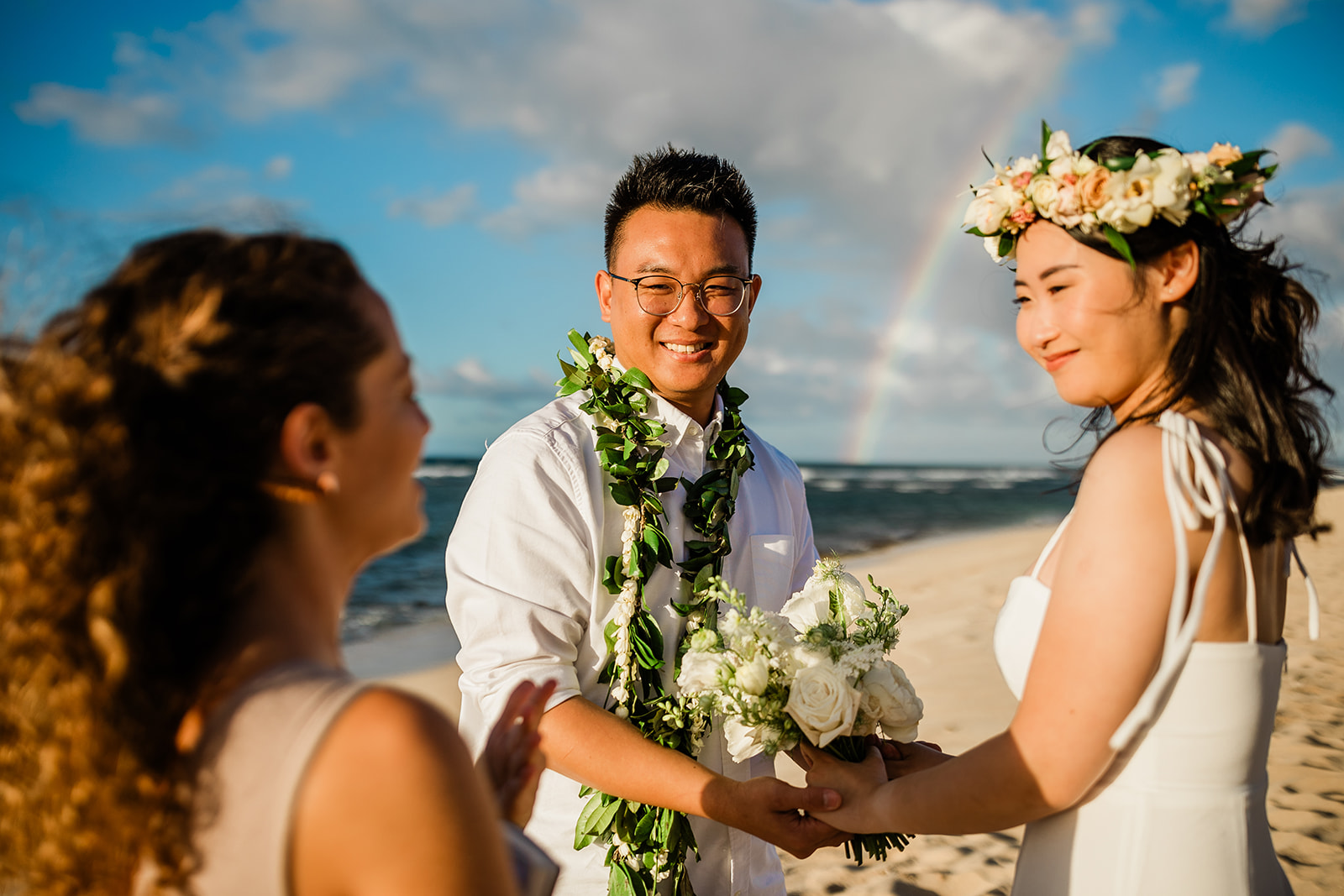 Elopement ceremony at a beach on Oahu’s North Shore